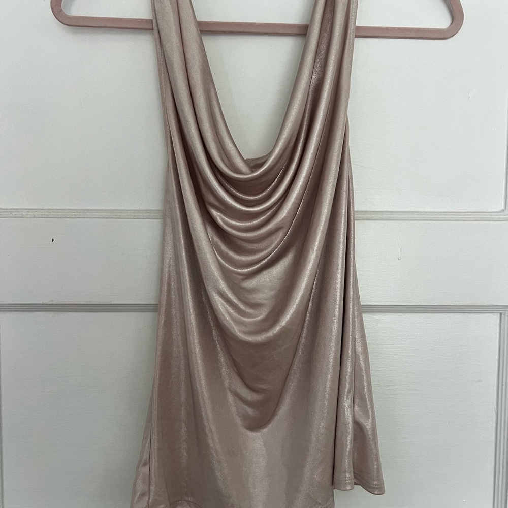 Express Metallic Draped Tank Top
